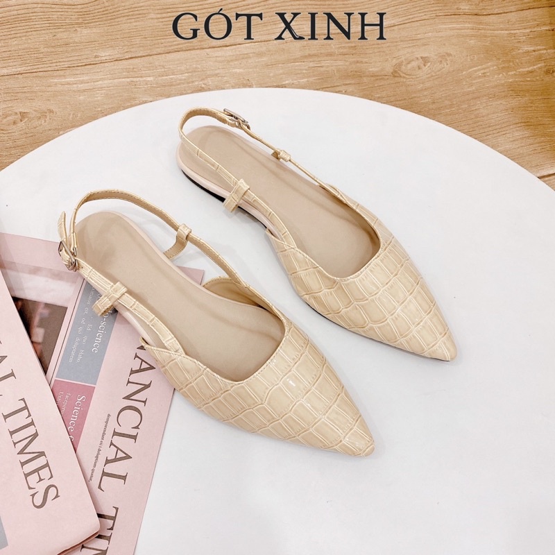 Giày sandal bít mũi GÓT XINH SD4 da rắn đế vuông