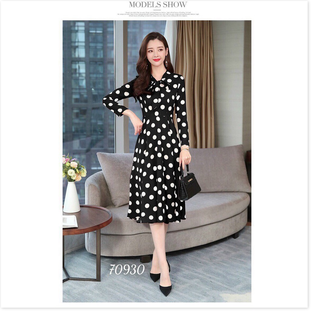 ĐẦM XÒE LỤA CHẤM BI DỰ TIỆC ĐẲNG CẤP PHU NHÂN KME FASHION