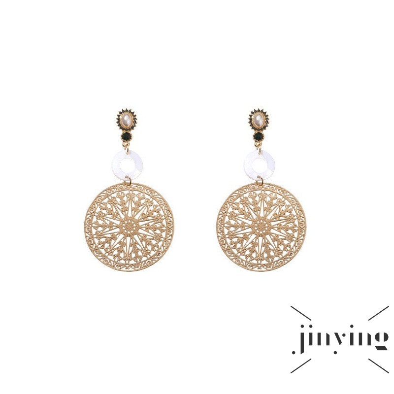 GETNOIVAS Bông tai nữ bản to thả mặt phụ kiện cá tính thời trang