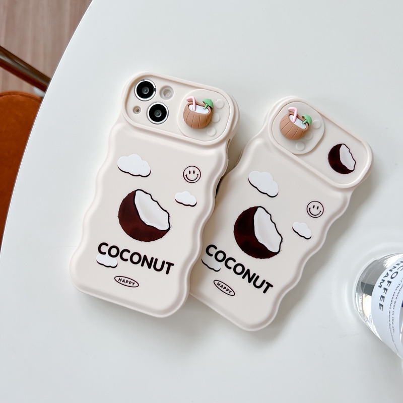Ốp Điện Thoại Silicon Đệm Khí In Hình Quả Dừa Sáng Tạo Cho iPhone 12 13 11 PRO MAX XR 11 12 PRO