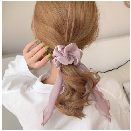 Dây buộc tóc scrunchies, dây cột tóc chun buộc tóc nữ nơ vải lụa dễ thương thời trang Hàn Quốc P120 - VHT SHOP