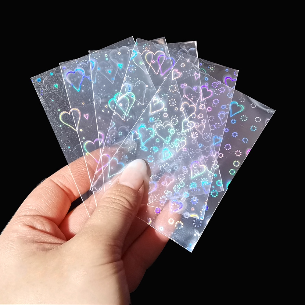 Set 50 bao holographic hình trái tim bảo vệ thẻ ảnh