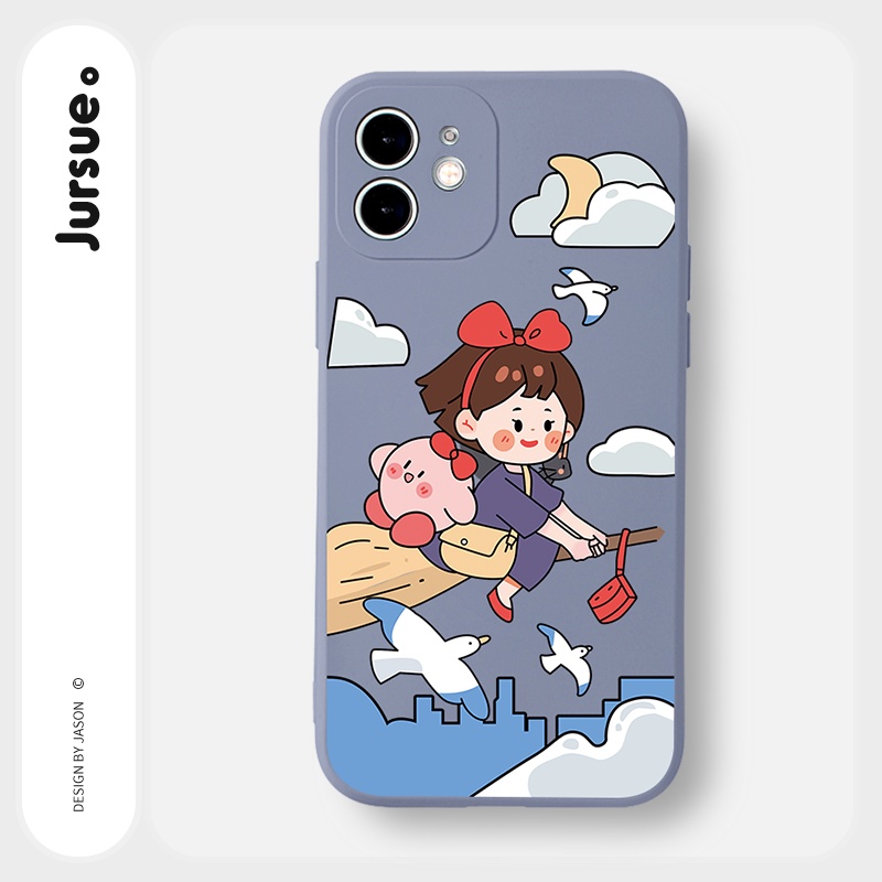 Ốp lưng JURSUE chống bẩn hoạt hình dễ thương đẹp cho iPhone 13 12 11 Pro Max SE 2020 X XR XS 8 7 ip 6S 6 Plus kute Y1793