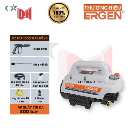 Máy Bơm Xịt Rửa Xe Áp Lực Cao 2800W ERGEN EN 6728  - HÀNG CHÍNH HÃNG