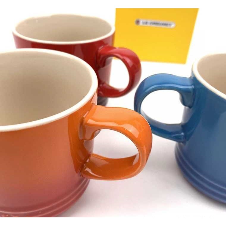 Cốc Le Creuset  rộng 8.5 cao 8.5 cốc gốm sứ cafe trà có nắp 3 màu
