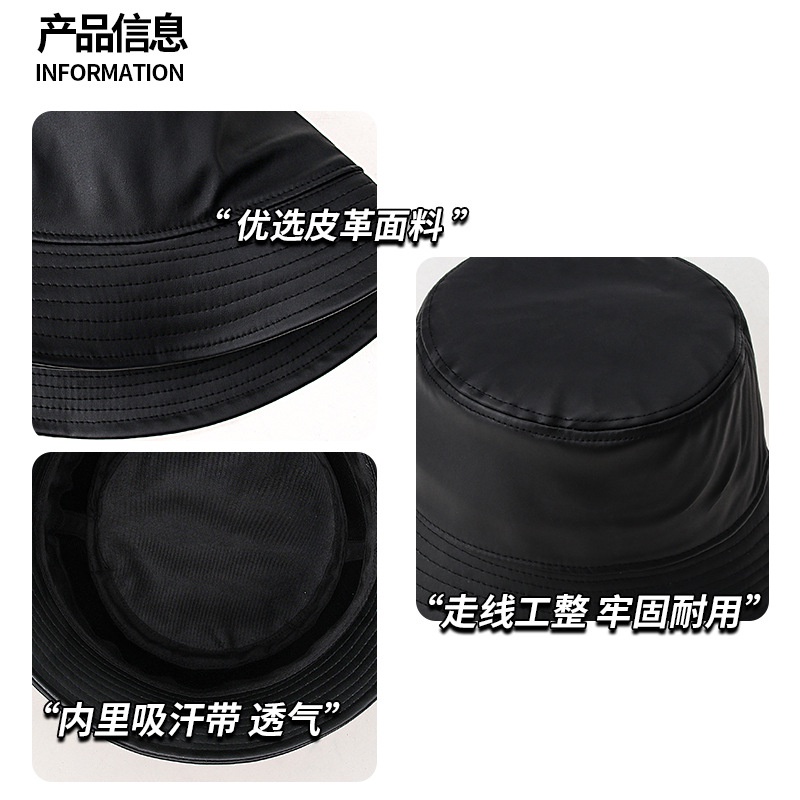 Mũ Bucket Chất Liệu Da PU Chống Nắng Phong Cách Thời Trang Thu Đông Hàn Quốc