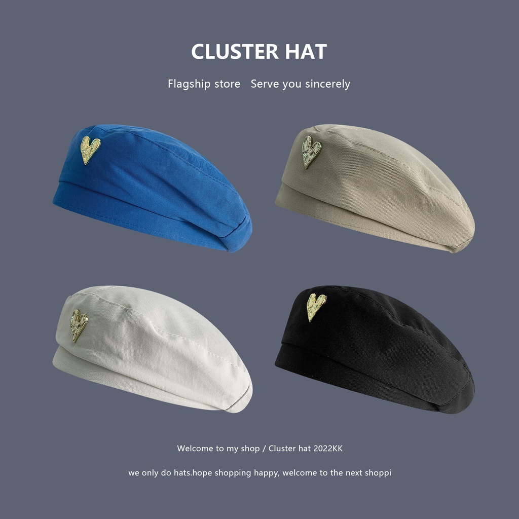 Mũ Beret Hình Trái Tim Phong Cách Hàn Quốc Ngọt Ngào Cho Nữ