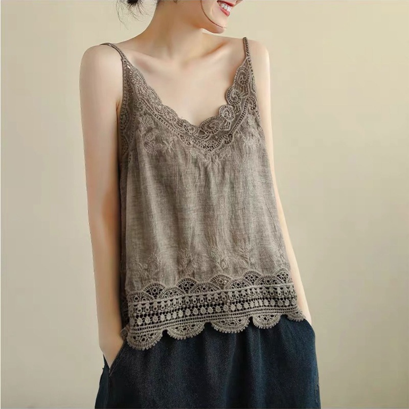 Áo Hai Dây Phối Ren Thời Trang Mùa Hè Cho Nữ