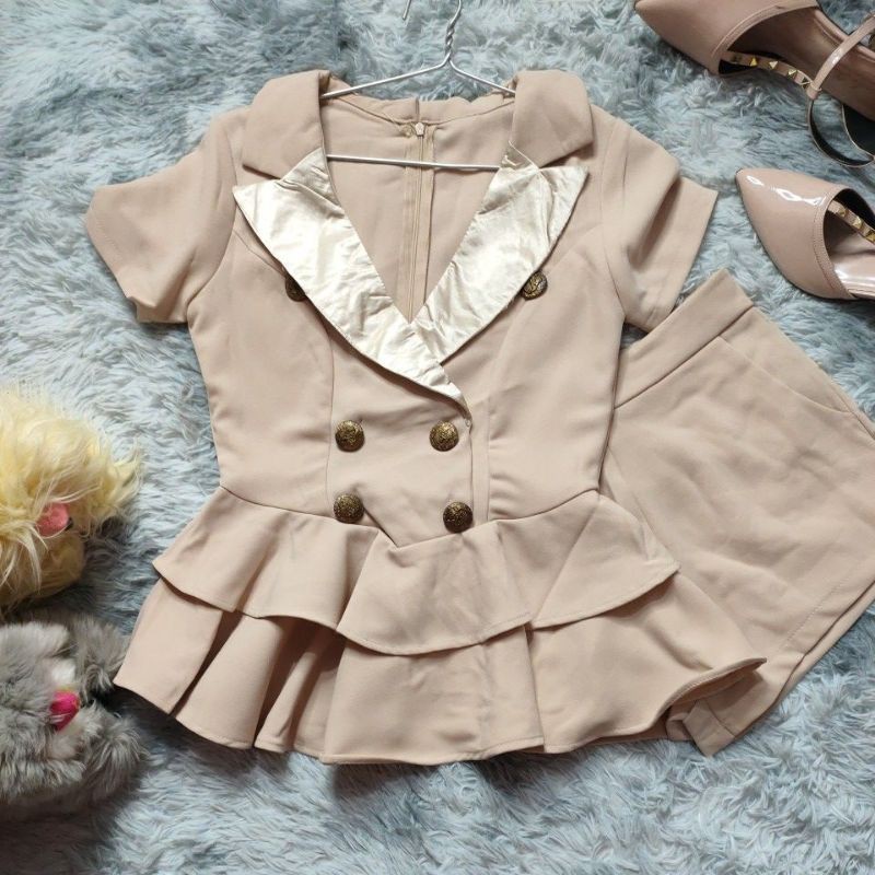 sét áo cổ vest tầng mix quần