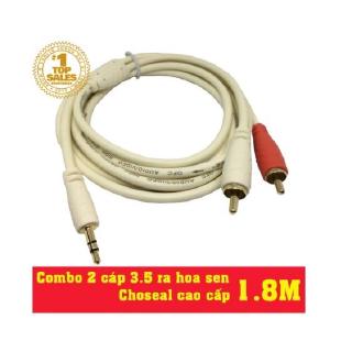 Cáp 3.5 ra hoa sen (RCA) cao cấp dài 1.8m, dây đồng, jack mạ vàng 24k CHOSEAL