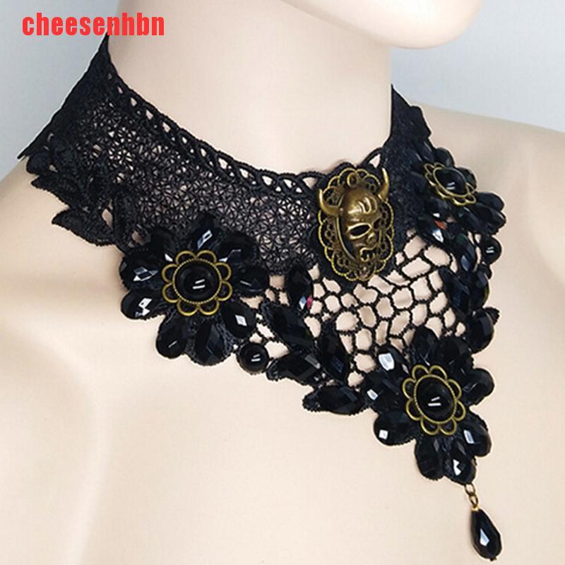 [cheesenhbn]Women Black Lace Necklace Collar Choker Victorian Vintage Gothic Chain Pendant