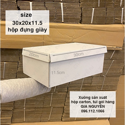 20 hộp carton đựng giày nam/nữ màu trắng 32x20x12 cm