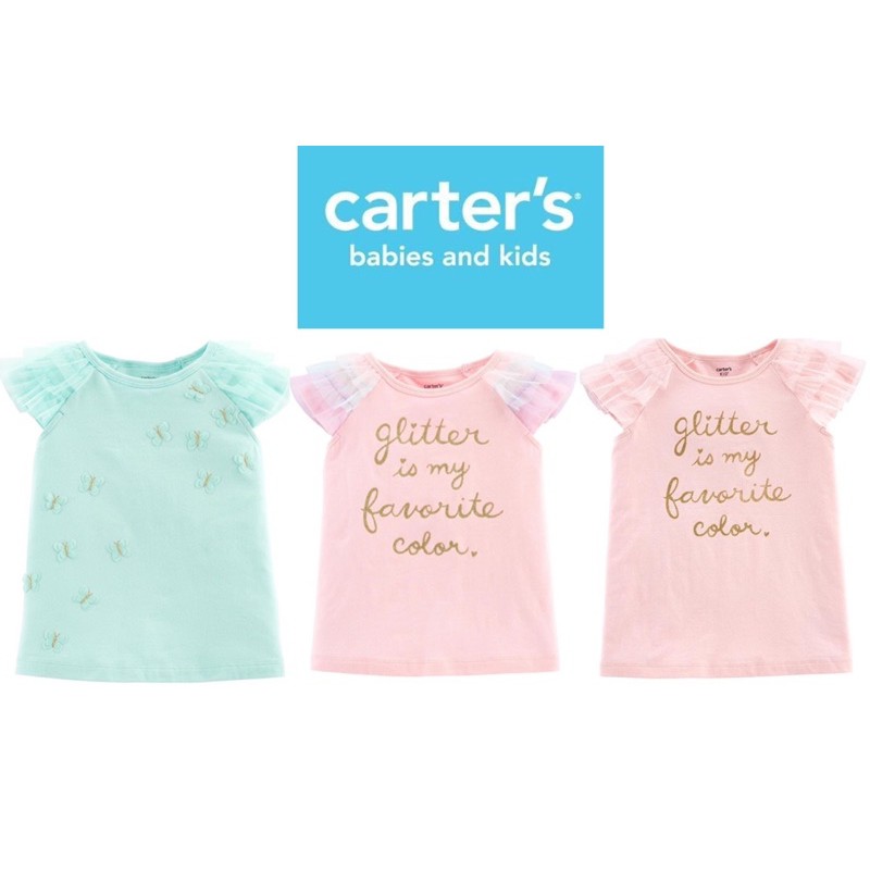 🦋🌈Áo thun bé gái Carter's phối voan xuất xịn Size 6M-14T / 1️⃣0️⃣0️⃣k /Áo