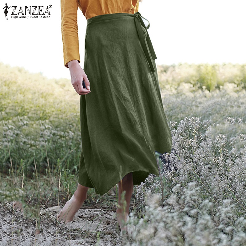 Chân váy ZANZEA chữ A lưng cao thời trang vintage cho nữ