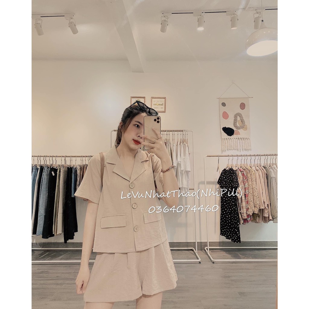 Set Vest Màu Be Đùi Siêu Hot  [FREESHIP] 🌸Bộ Vest Nữ Và Quần Sort Đi Chơi Dạo Phố Cá Tính Cho Những Công Sở Nency House