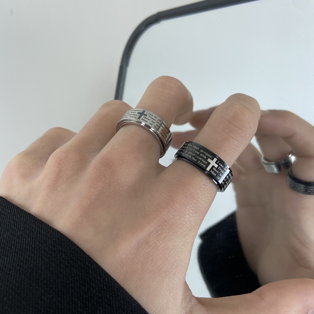 Nhẫn Đeo Tay Kim Loại Khắc Chữ Thời Trang Unisex