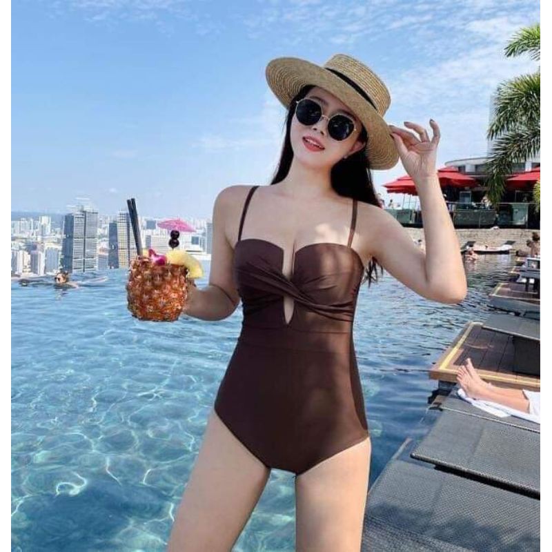 Bikini, Đồ Bơi Đi Biển Một Mảnh Thân Liền Gọng Vuông Xẻ ngực Sexy nhiều màu NS20
