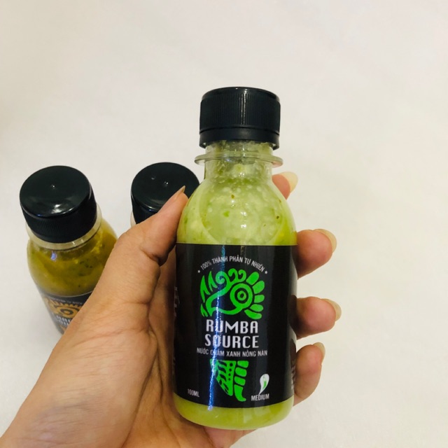 Chai 100ml Queen Food Nước Chấm Rumba Sauce xanh cay nồng