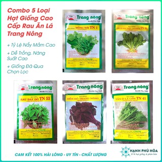 Bộ 5 Gói Hạt Giống Cao Cấp TN Rau Mồng Tơi 10g, Cải Ăn Non Nhật 20g, Rau Đay Đỏ 20g, Rau Dền Đỏ 50g, Tần Ô Lá Lớn 20g