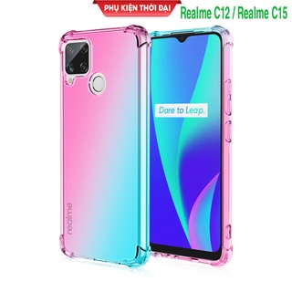 Ốp lưng Realme C15 / Realme C12 dẻo đa sắc TPU lồi 4 góc chống sốc chống va đập mạnh siêu bền