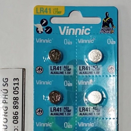 Pin Vinnic Alkaline L736F, LR41, 192, V3GA, AG3, D392, GP392 - 1.5V /
