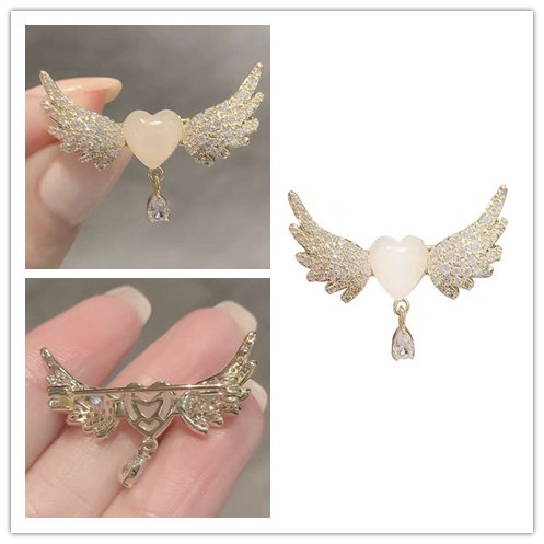 Trâm Cài Áo Hình Cánh Thiên Thần Đính Đá Zircon Cổ Điển Thời Trang Chống Lóa Cho Nữ