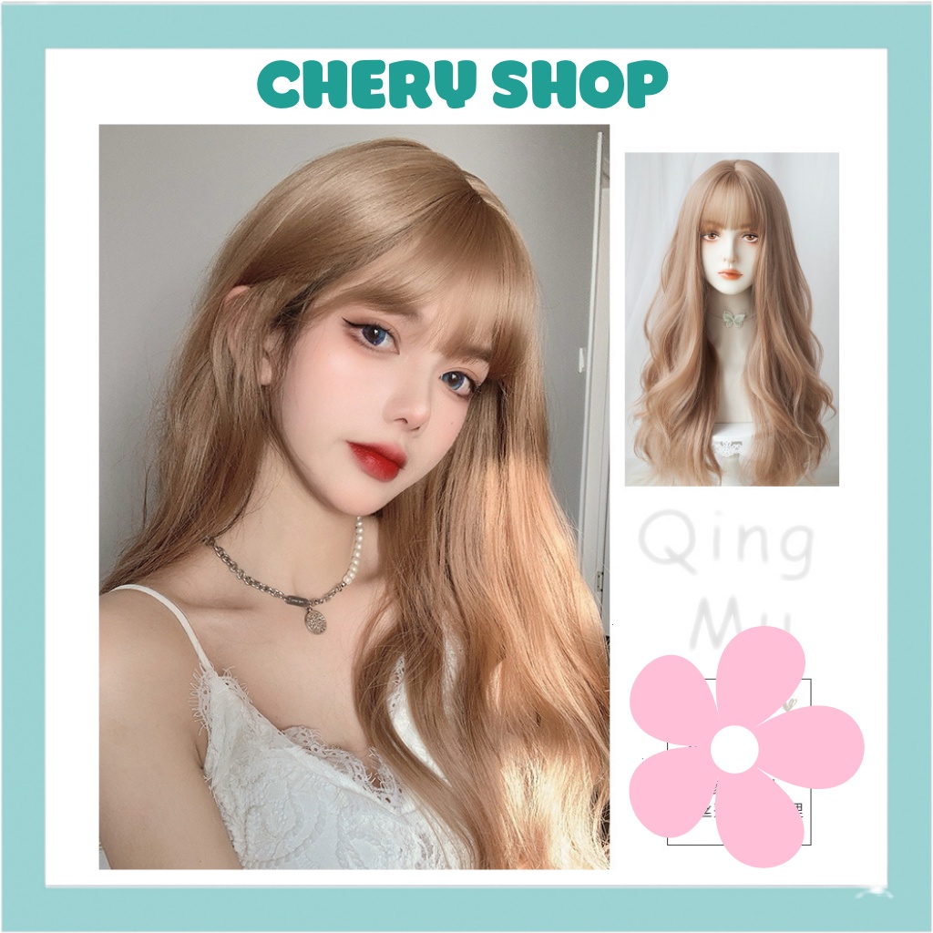 Tóc giả nữ nguyên đầu xoăn sóng vàng tây siêu hot hit hiện nay mã 8136
