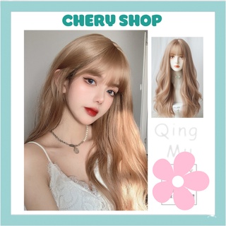 Tóc giả nữ nguyên đầu xoăn sóng vàng tây siêu hot hit hiện nay mã 8136