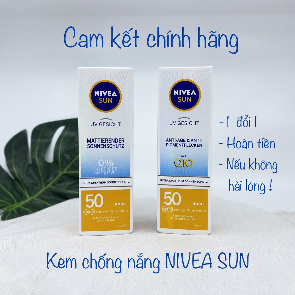 Kem chống nắng Nivea Sun 50ml , ngừa lão hoá , giảm nám , thẩm thấu nhanh không bóng nhờn.