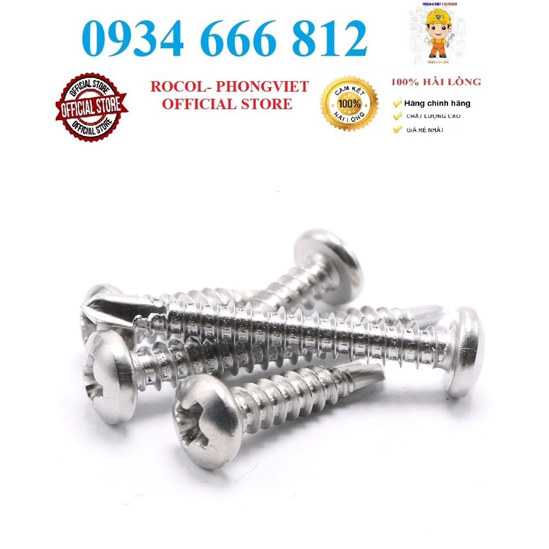 Set 100c Vít tự khoan đầu tròn inox410 M4.2