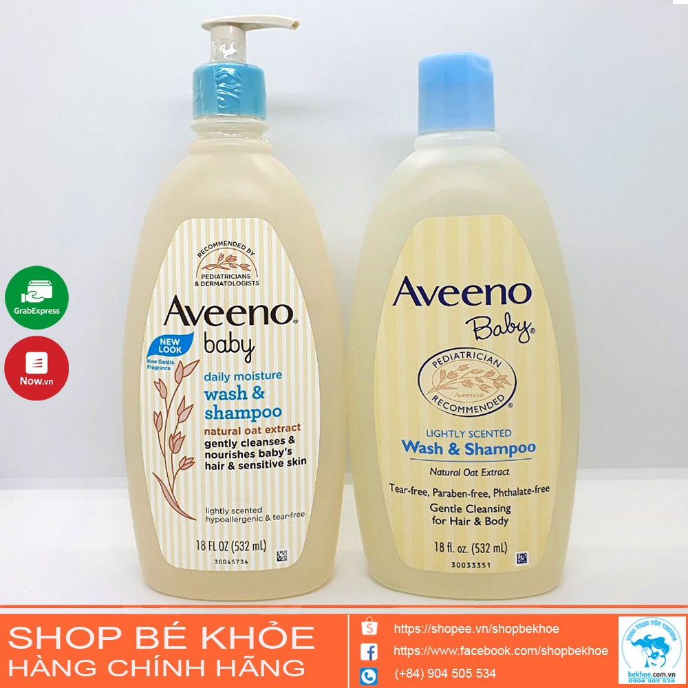 Sữa tắm gội yến mạch Aveeno Baby Wash &amp; Shampoo 532ml