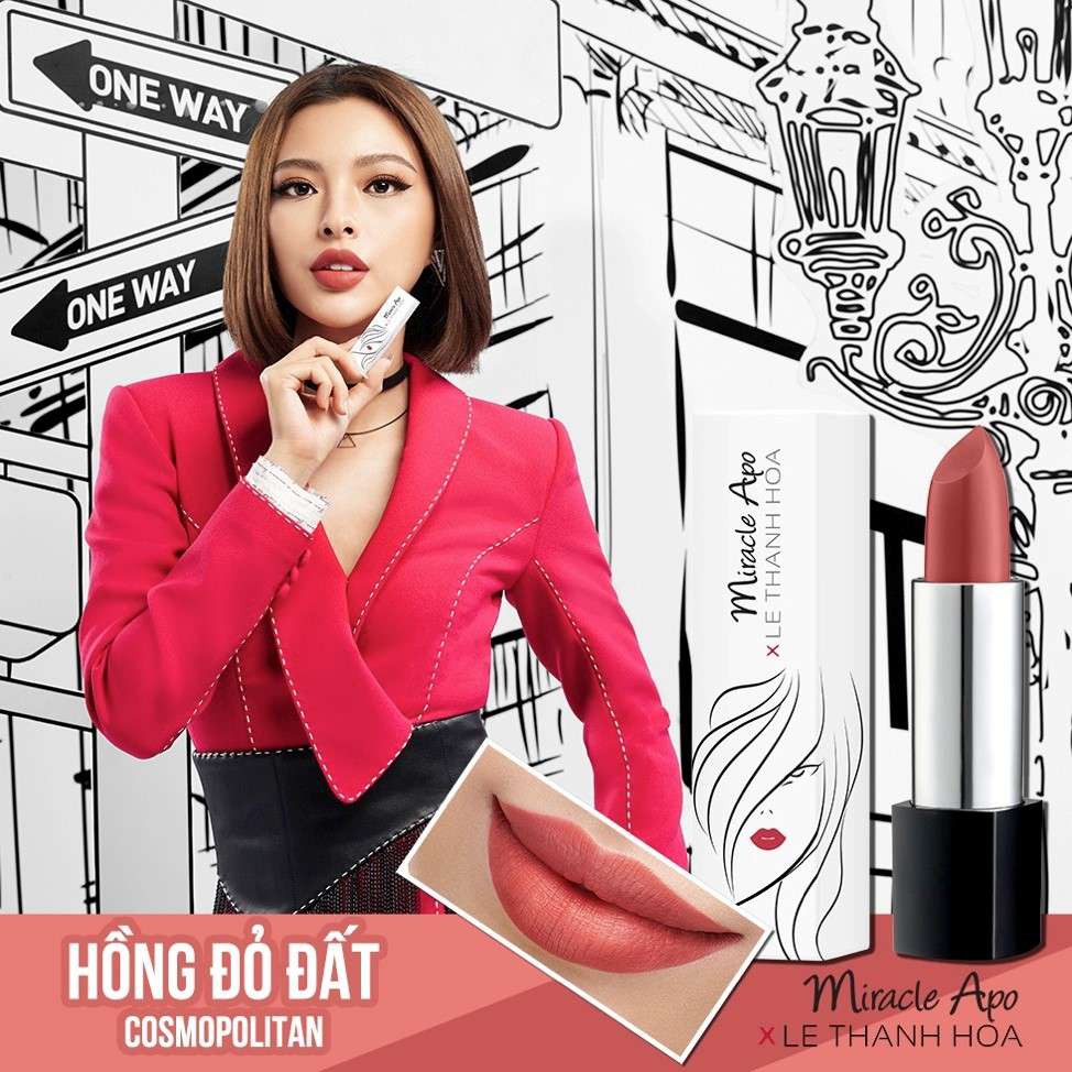 Son Lì Miracle Apo Lipstick Matte x Lê Thanh Hòa Cosmopolitan Hồng Đỏ Đất 4g *** tặng tăm bông ***