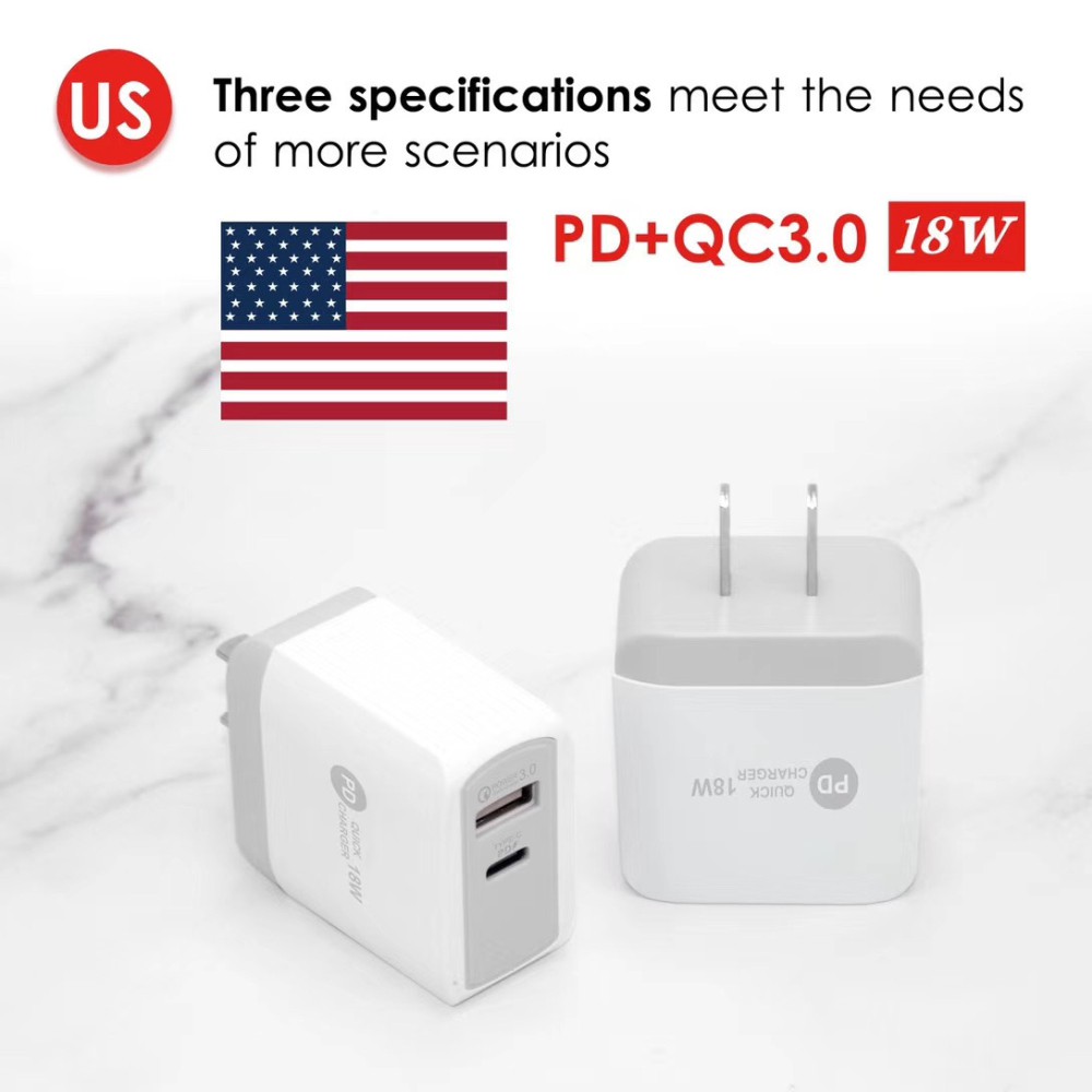 Củ Sạc Nhanh Pd 18w Type-C Tương Thích Với Qc3.0 Usb