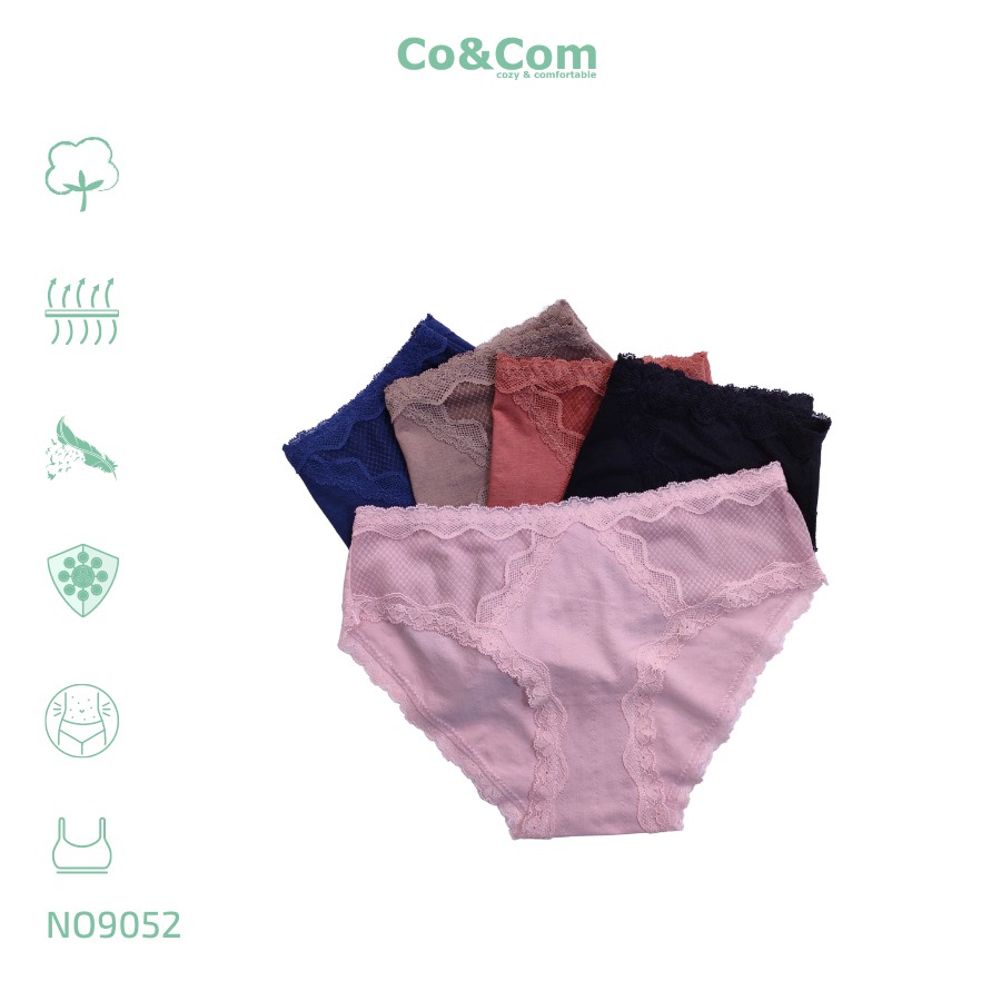 Quần Lót Nữ Cotton Viền Pha Lưới Co&Com NO9052 Kháng Khuẩn Mềm Mại Co Giãn Thoải Mái