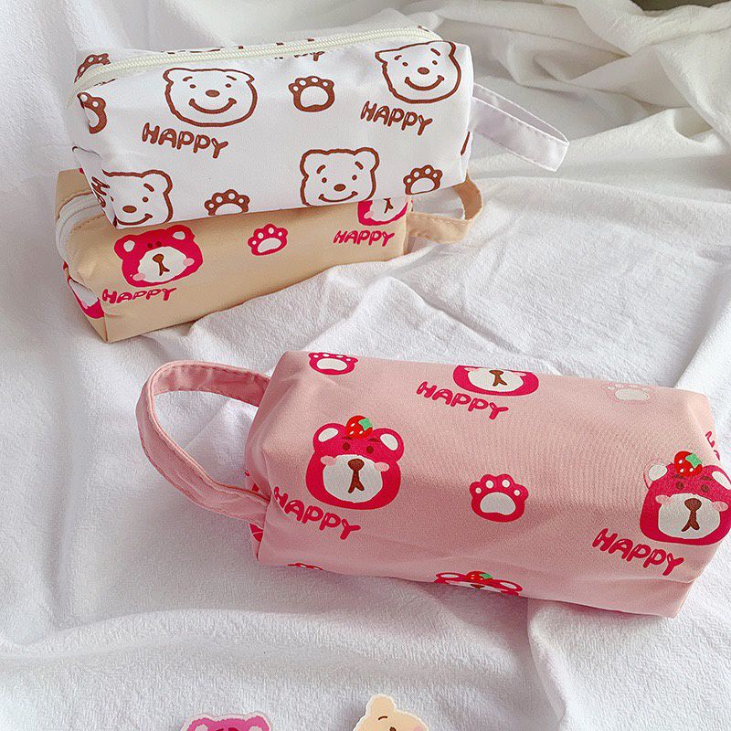 Bóp đựng bút in hoạ tiết Gấu Lotso phong cách Hàn