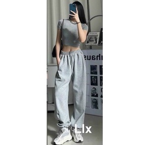 Quần Boom thể thao bo gấu chất da cá tàu/ Hai màu đen, ghi