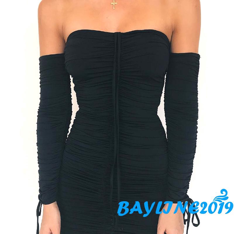 Đầm Ôm Body Trễ Vai Tay Áo Dài Rời Quyến Rũ Cho Nữ