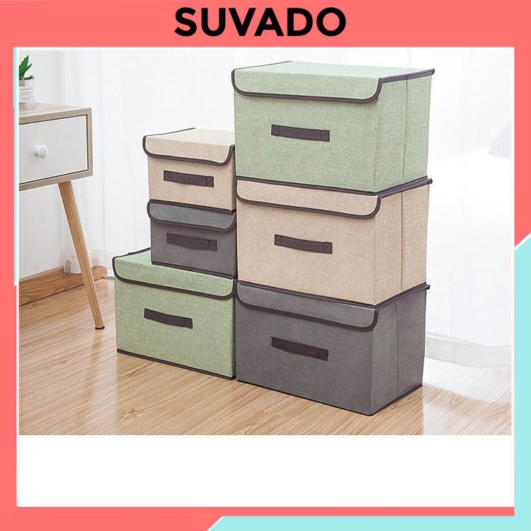 Hộp vải đựng đồ gấp gọn thùng đựng quần áo đồ lót đồ chơi đa năng bằng vải cứng, có nắp đậy HV01 SUVADO