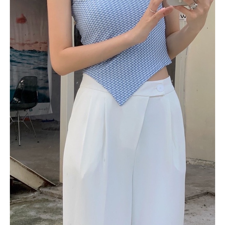 Quần tây suông cúc lệch