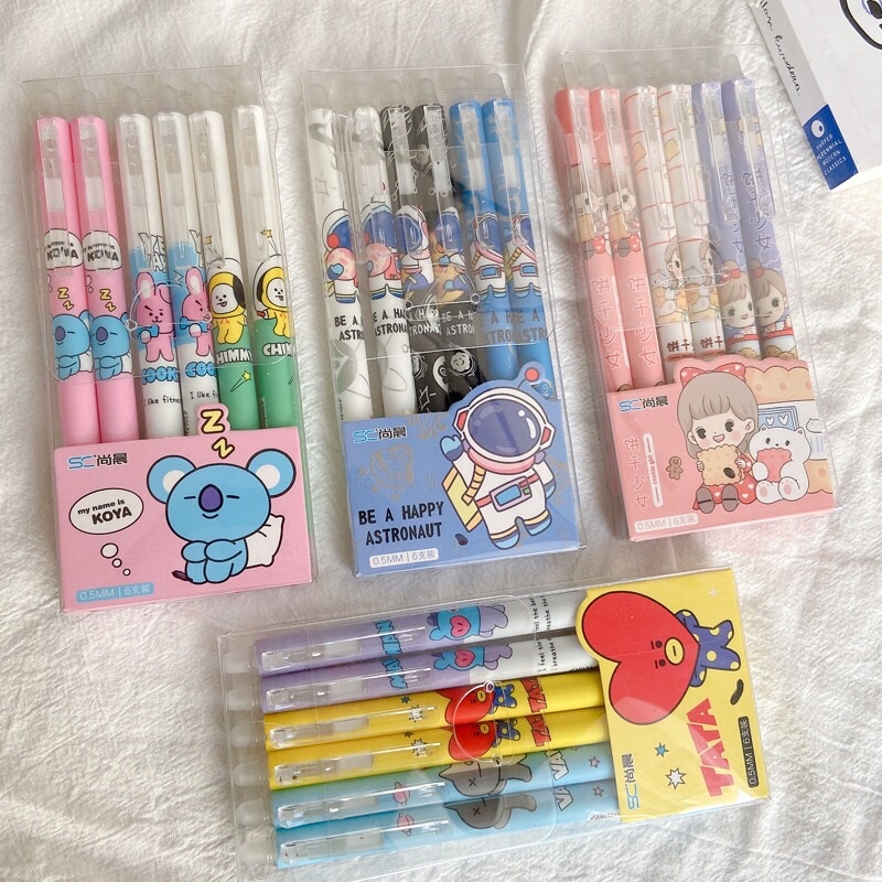 BÚT BI BT21 MẪU HÌNH BTS KÈM HỘP NHỰA
