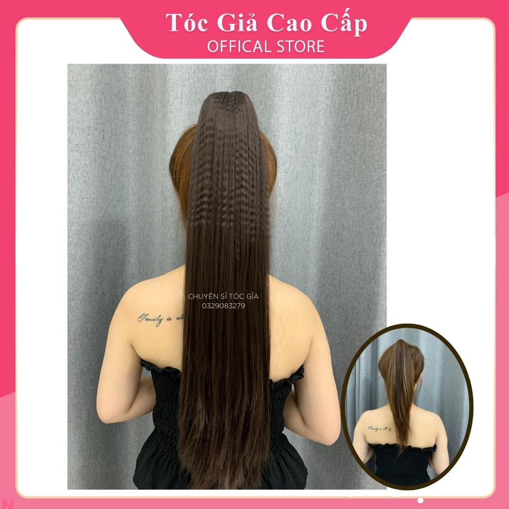 Tóc giả ngoặm thẳng dài 60cm bấm phồng chân tóc, loại đẹp