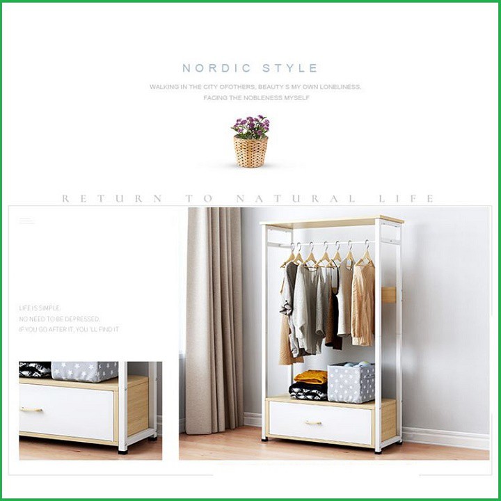 Tủ trống khung thép mặt gỗ MDF ngang 60cm - Tủ treo quần áo - Khung treo quần áo | BigBuy360 - bigbuy360.vn
