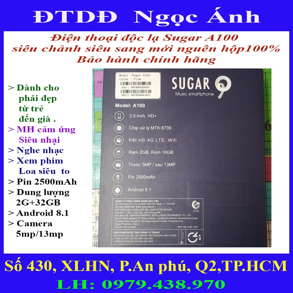 Điện thoại độc lạ thông minh Sugar A100