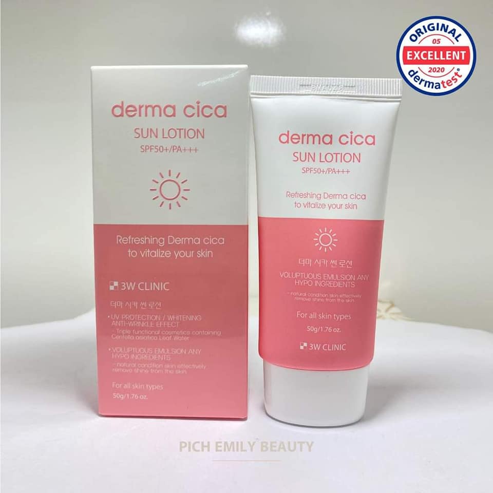 KEM CHỐNG NẮNG LÀM DỊU DA 3W CLINIC DERMA CICA SUN LOTION SPF50 CHÍNH HÃNG - 10376