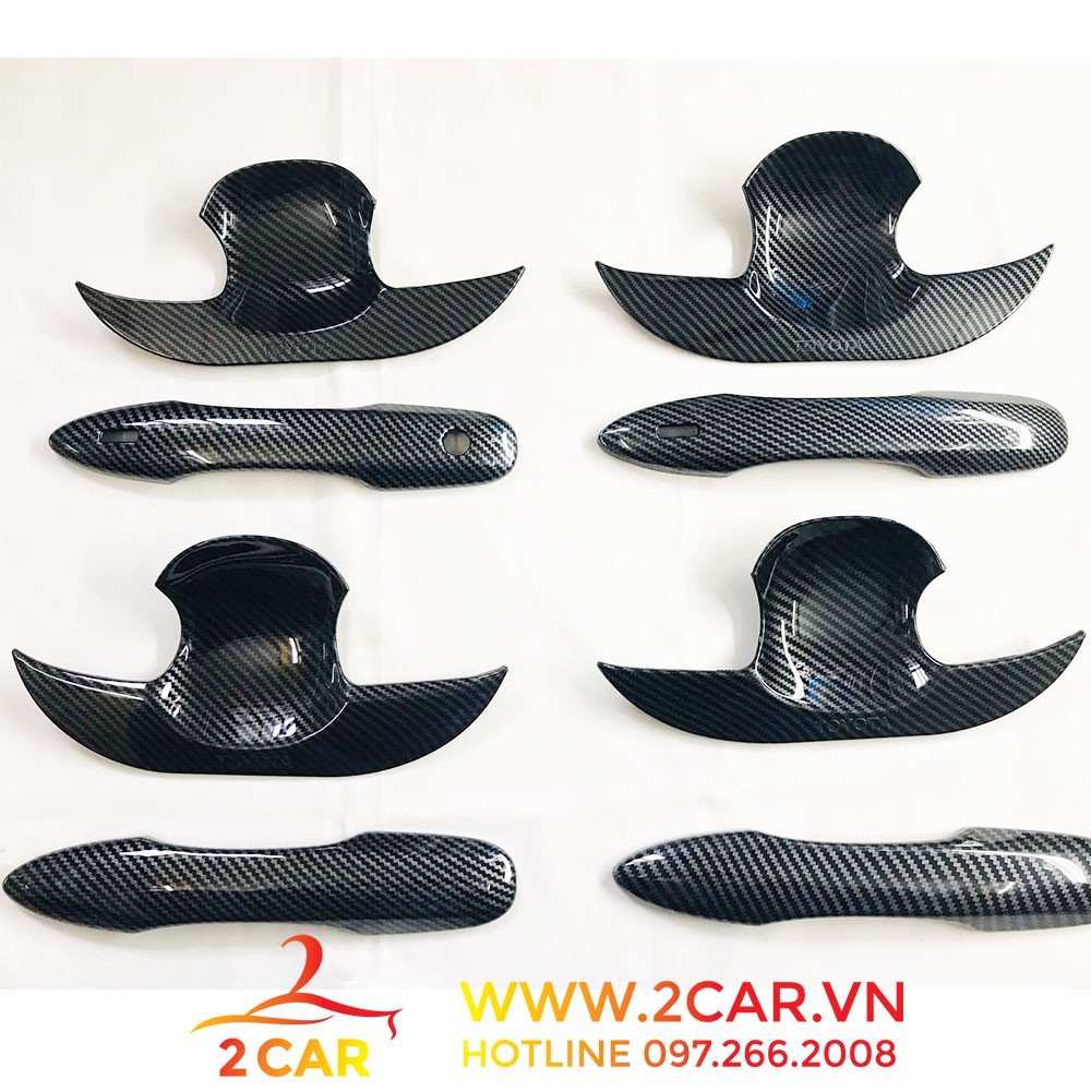 Ốp tay nắm, hõm cửa carbon xe Toyota Corolla Cross 2020-2021 chất liệu Cacbon cao cấp