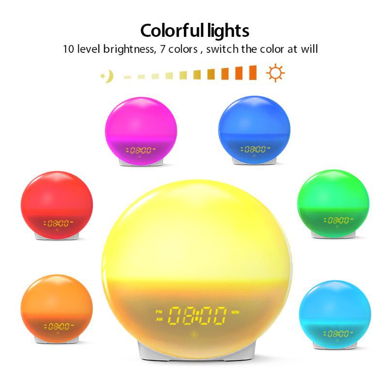 Colorful Led Wake-up Alarm Light, Sunrise And Sunset Charging Room Night Light Atmosphere To Simulate Nature