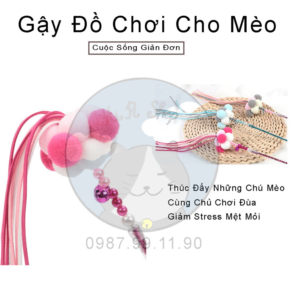 [Đồ Chơi] Gậy Tiên Dành Cho Mèo Bằng Nhưa Mica Cao Cấp Chiều Dài 40cm Có Gắn Bông Gây Thích Thú Cho Thú Cưng