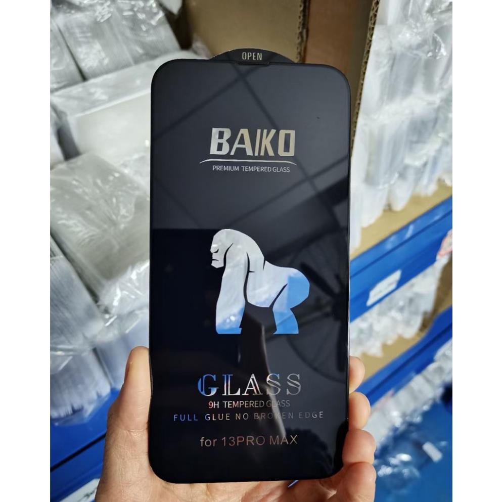 Kính cường lực Full màn BAIKO có hộp che bụi màng loa cho IPHONE X,XSMAX,11,12PROMAX,13PRO
