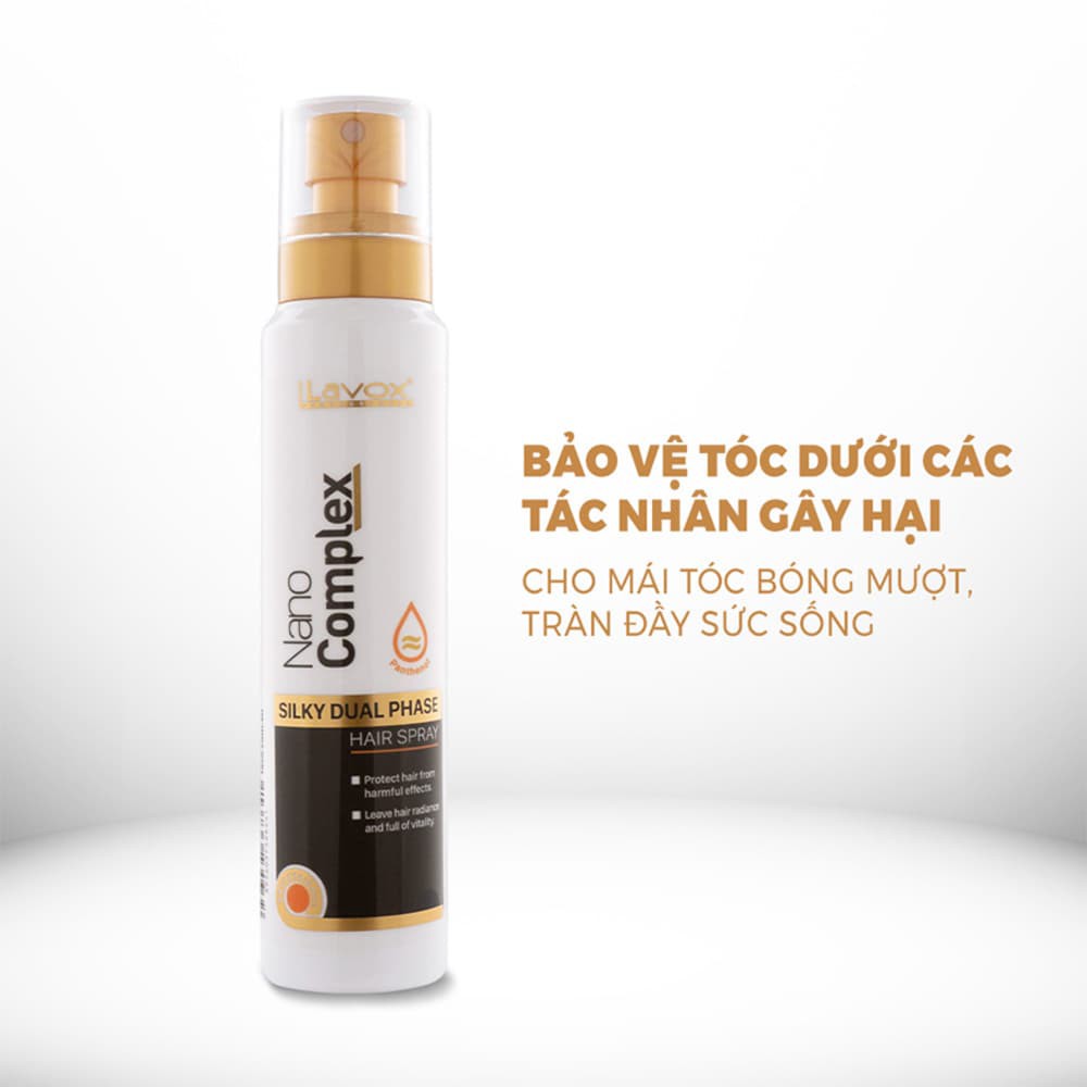 Dưỡng Ẩm Tóc Lavox Nano Complex Silky Dual Phase Hair Spray Siêu Mềm Mượt 180ml