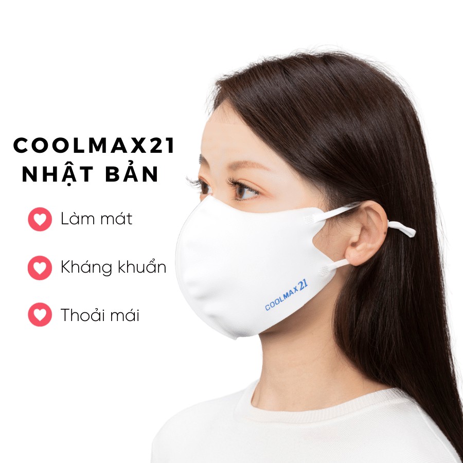 Mask Nhật kháng khuẩn COOLMAX21 vải giảm nhiệt đến 4độC kết hợp màng lọc vi khuẩn, bụi mịn đến 99%